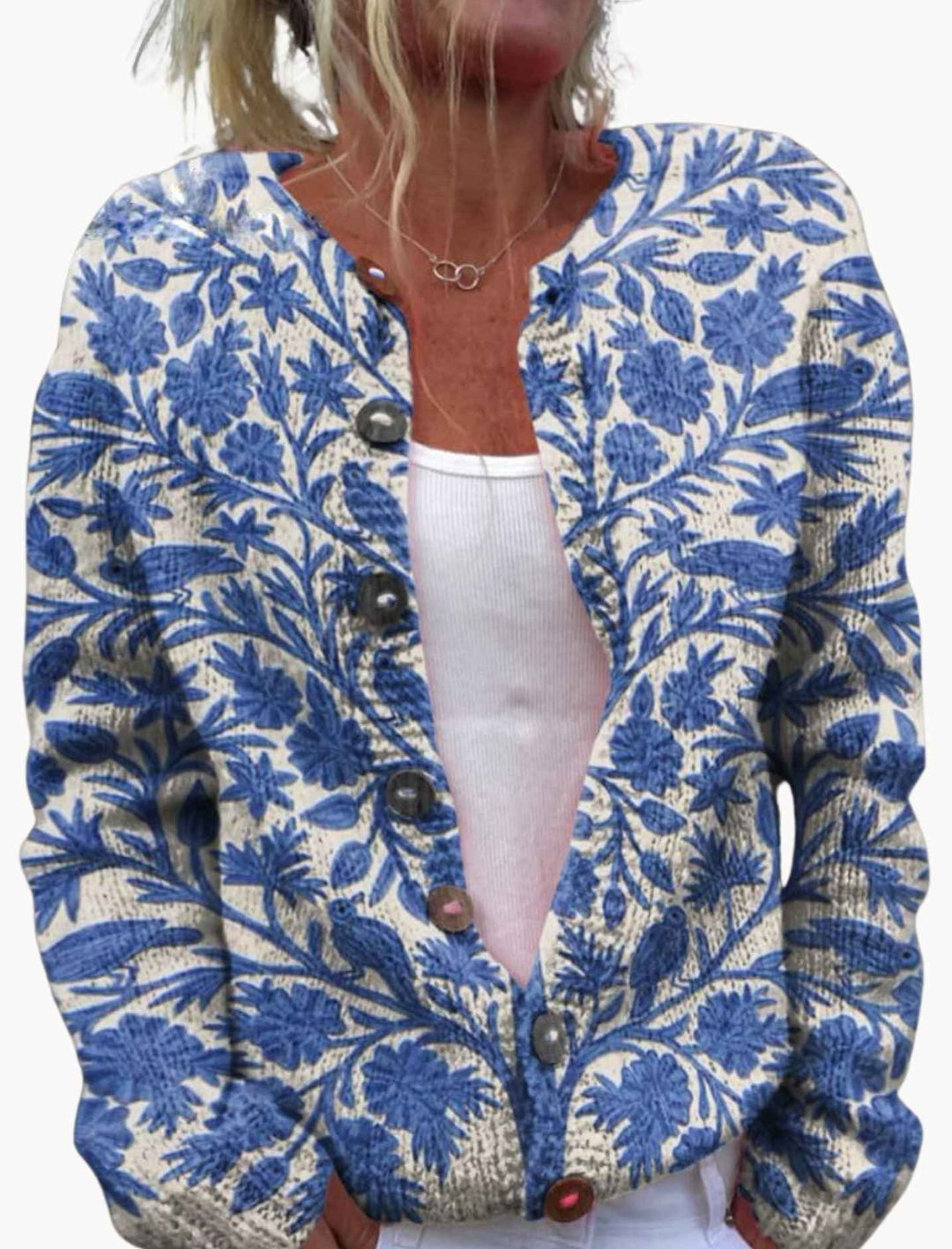 Heidi-Mode | Schicke Geblümte Strickjacke für Damen