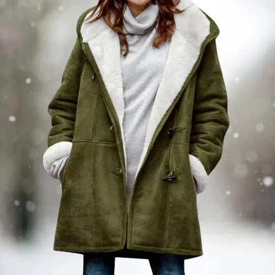 Heidi-Mode | Veste Polaire En Daim De Haute Qualité Avec Capuche Mi-Longue