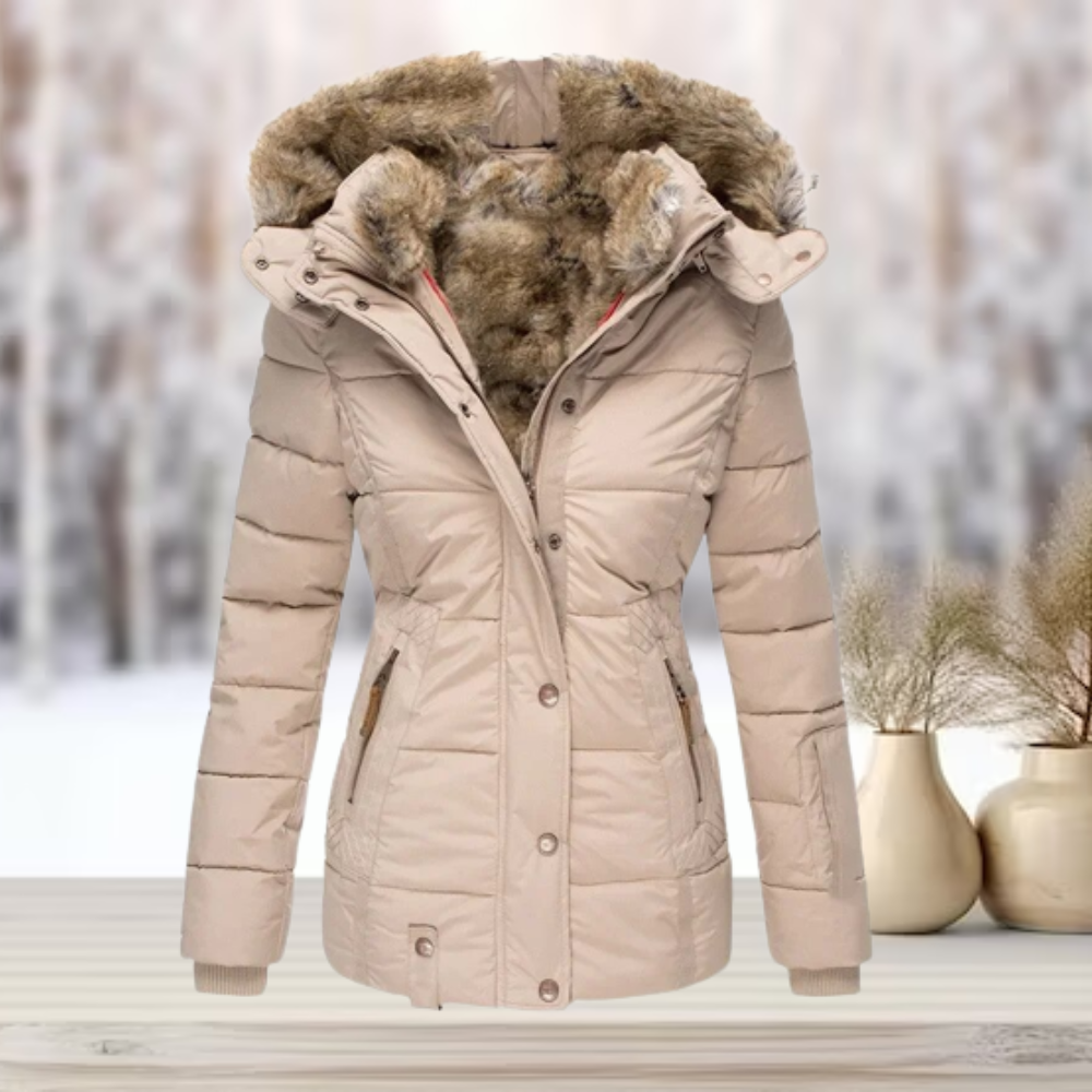 Elegante Winter-Pelzjacke mit Kapuze