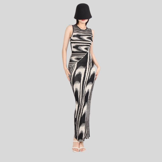 fluwelen maxi-jurk met asymmetrische halslijn