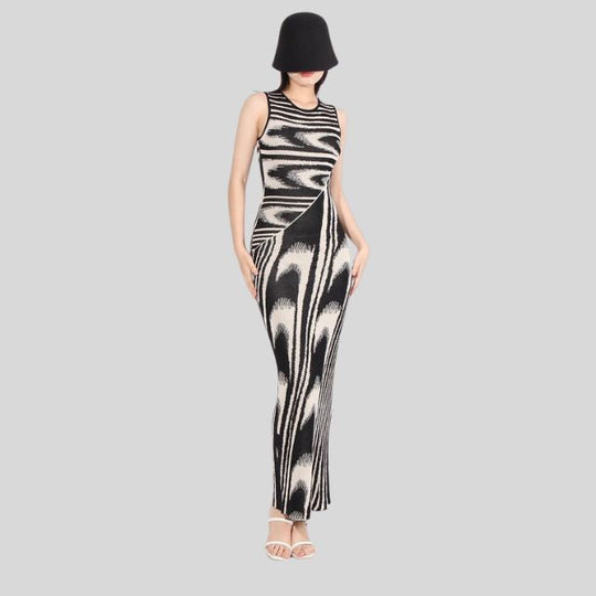 fluwelen maxi-jurk met asymmetrische halslijn