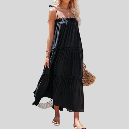 Heidi-Mode | Gestufte Maxi-Kleid mit Verstellbaren Bindebändern