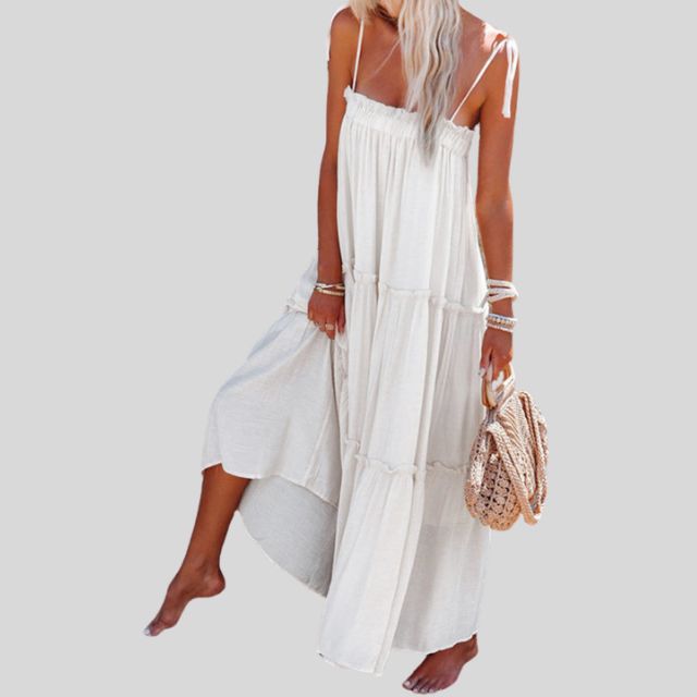 Heidi-Mode | Gestufte Maxi-Kleid mit Verstellbaren Bindebändern