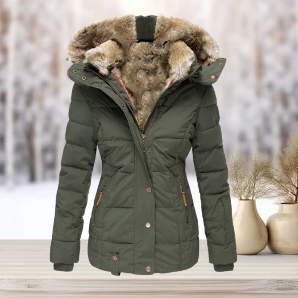 Elegante Winter-Pelzjacke mit Kapuze