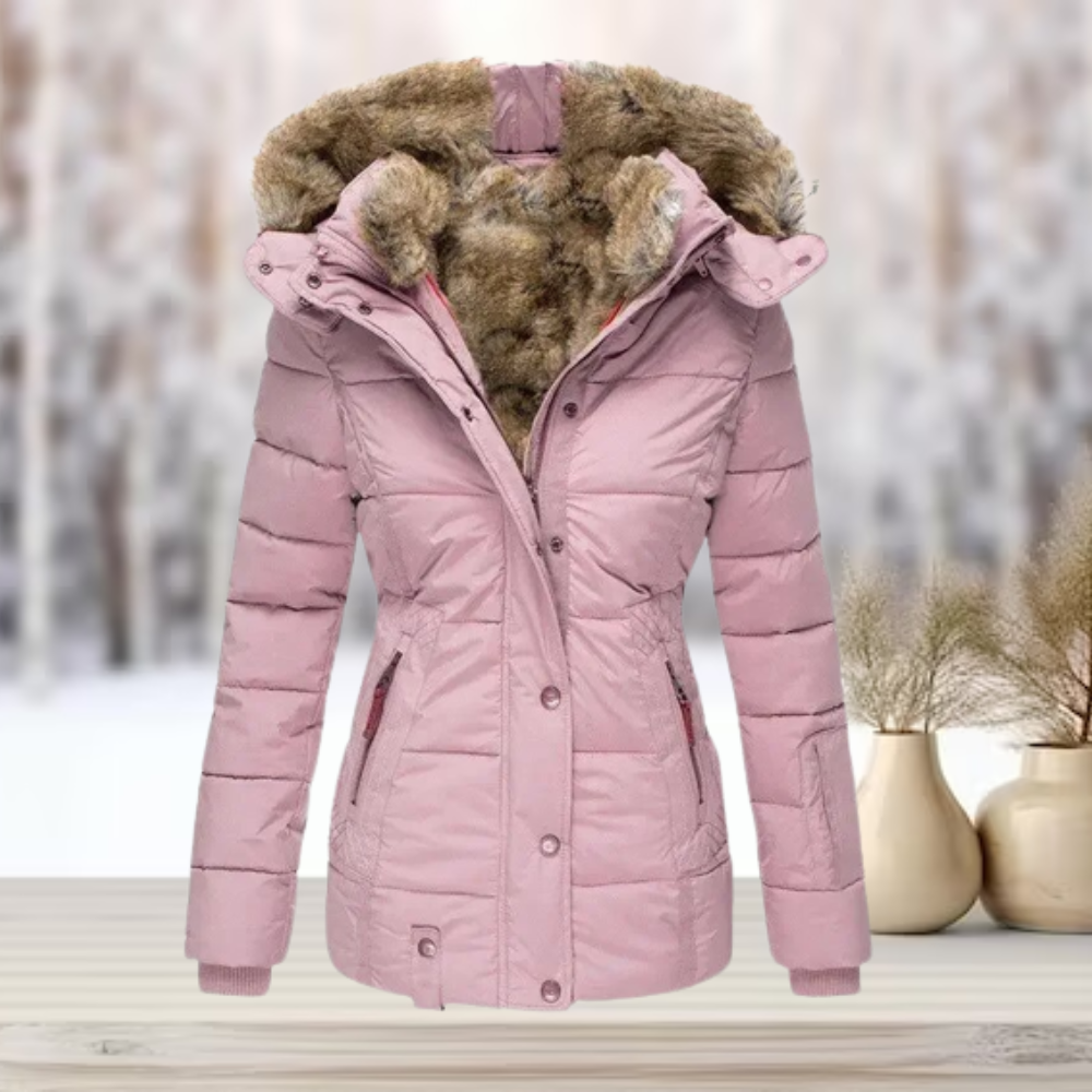 Elegante Winter-Pelzjacke mit Kapuze