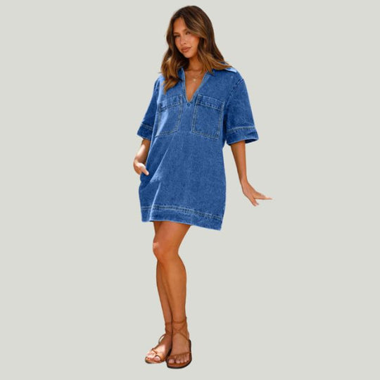 Lässiges Jeanskleid mit Fronttaschen