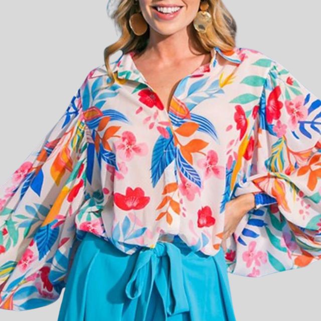 Heidi-Mode - Fließende Bluse mit Blumenmuster für Frauen