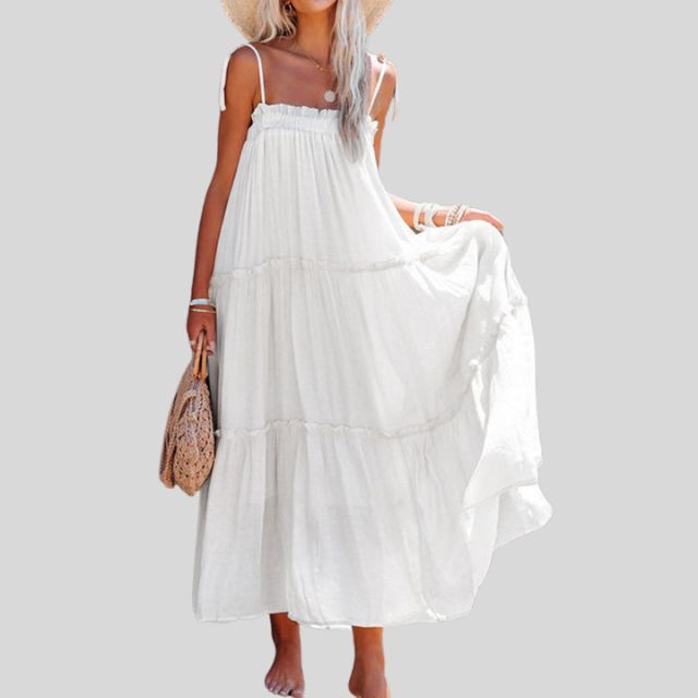 Heidi-Mode | Gestufte Maxi-Kleid mit Verstellbaren Bindebändern