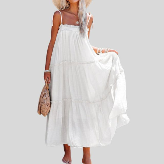 Heidi-Mode | Gestufte Maxi-Kleid mit Verstellbaren Bindebändern