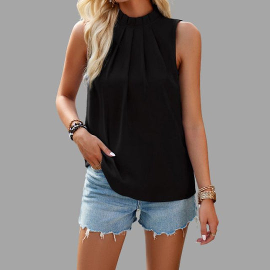 geplooide blouse met halternek