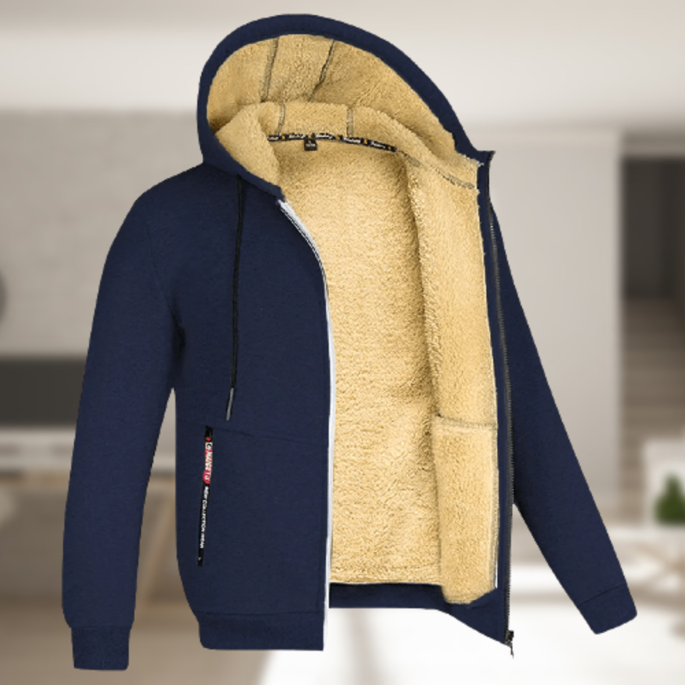 Lässige Herren Winterjacke mit Kapuze und Fleece