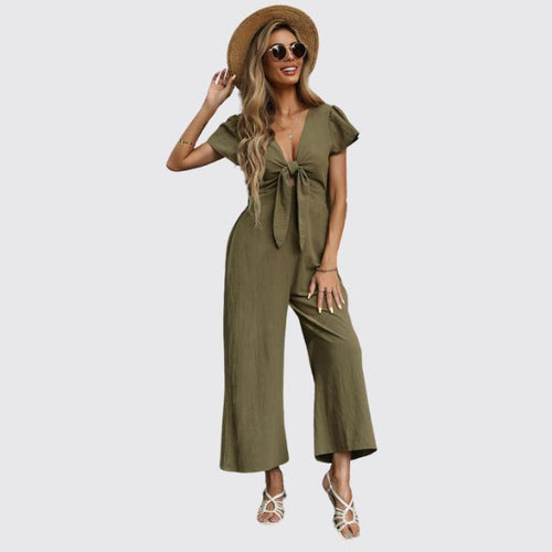 jumpsuit met stropdas aan de voorkant