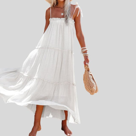 Heidi-Mode | Gestufte Maxi-Kleid mit Verstellbaren Bindebändern