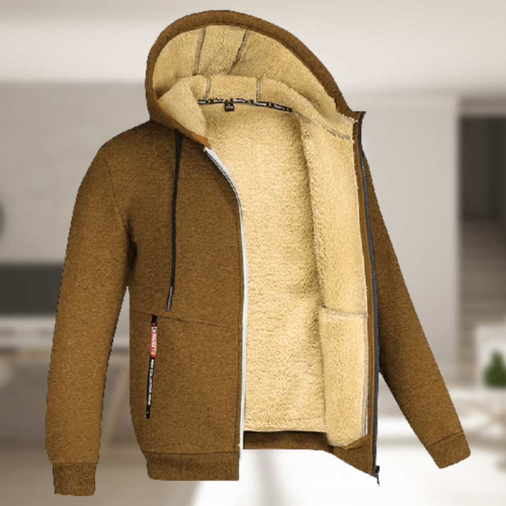 Lässige Herren Winterjacke mit Kapuze und Fleece