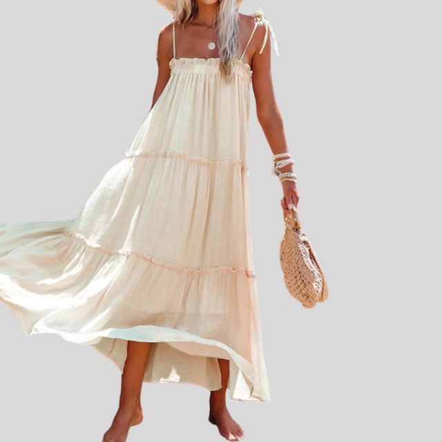 Heidi-Mode | Gestufte Maxi-Kleid mit Verstellbaren Bindebändern