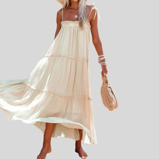 Heidi-Mode | Gestufte Maxi-Kleid mit Verstellbaren Bindebändern