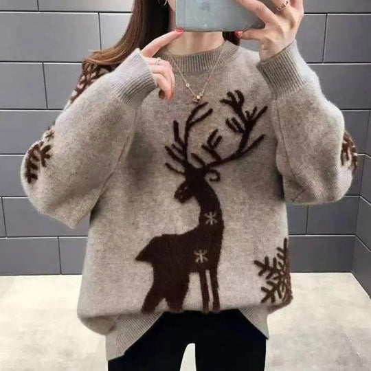 Heidi-Mode - Lässiger Winter Weihnachten Lockere Strickpullover für Frauen