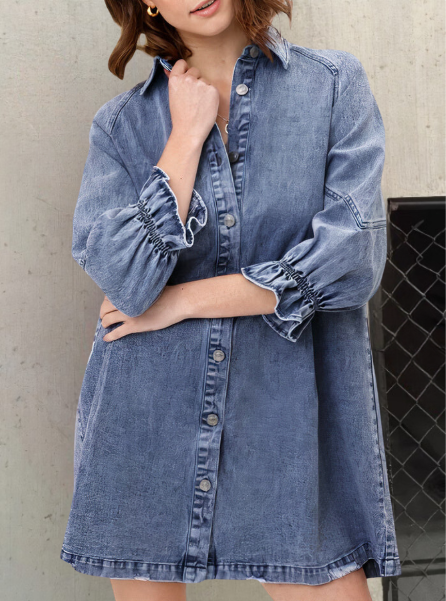 Chic | Denim jurk met lange mouwen