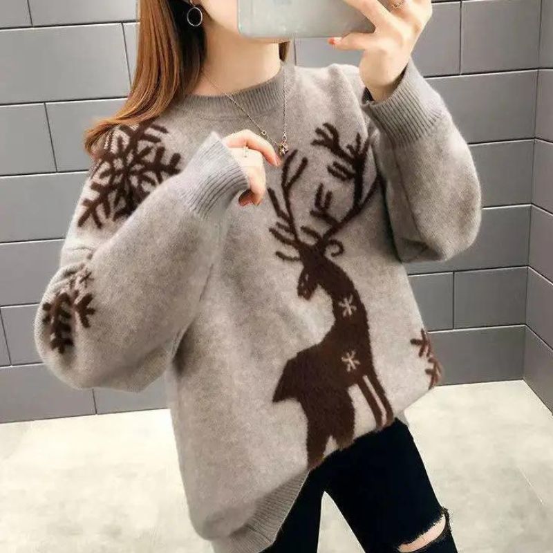 Heidi-Mode - Lässiger Winter Weihnachten Lockere Strickpullover für Frauen