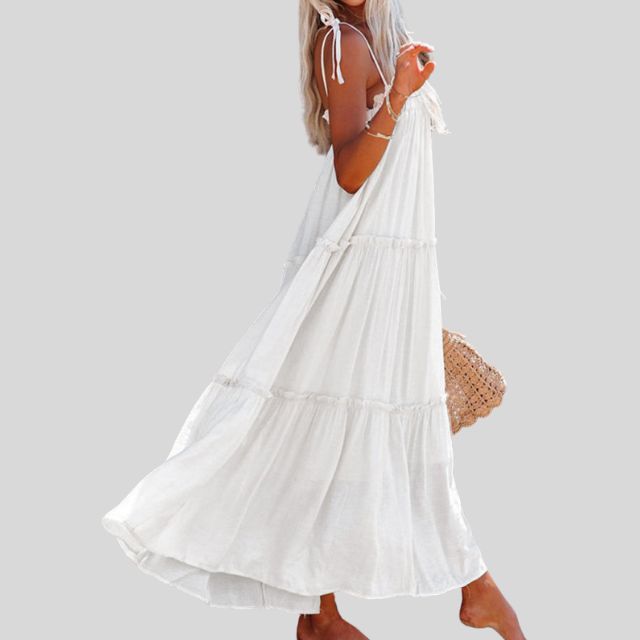 Heidi-Mode | Gestufte Maxi-Kleid mit Verstellbaren Bindebändern