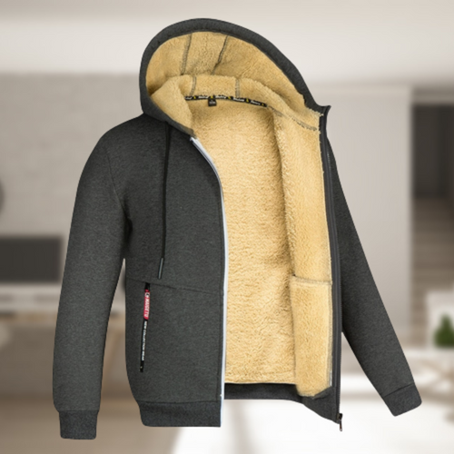 Lässige Herren Winterjacke mit Kapuze und Fleece