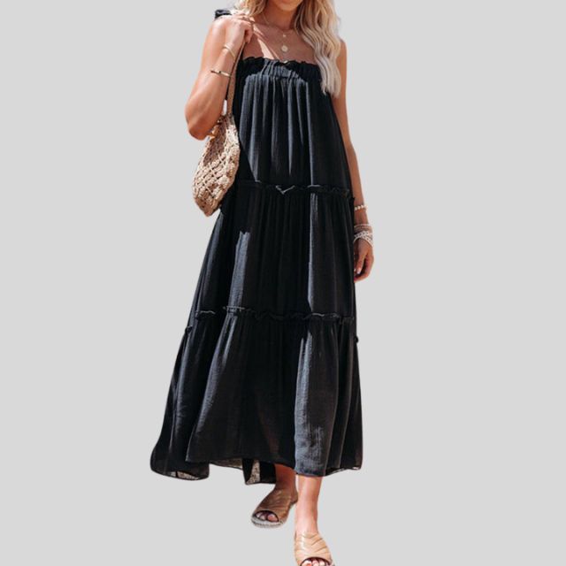 Heidi-Mode | Gestufte Maxi-Kleid mit Verstellbaren Bindebändern