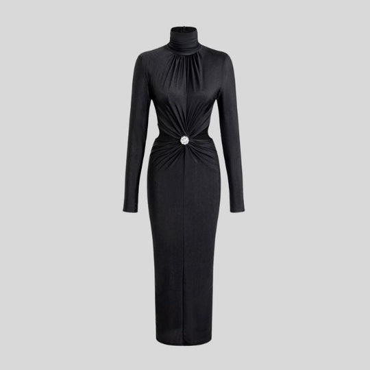 Elegantes langes Kleid mit Rollkragen