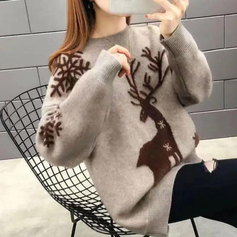 Heidi-Mode - Lässiger Winter Weihnachten Lockere Strickpullover für Frauen