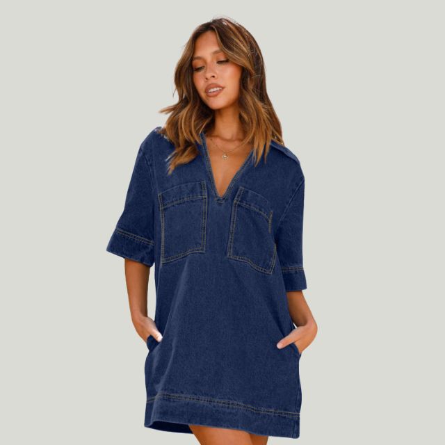 Lässiges Jeanskleid mit Fronttaschen