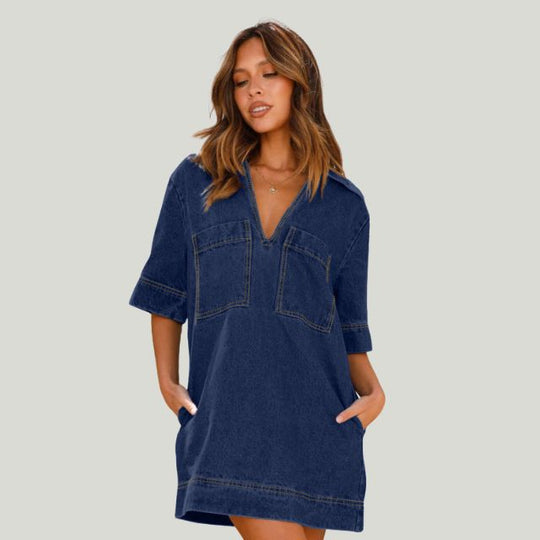 Lässiges Jeanskleid mit Fronttaschen