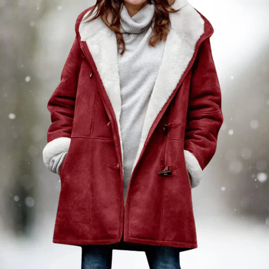 Heidi-Mode | Veste Polaire En Daim De Haute Qualité Avec Capuche Mi-Longue