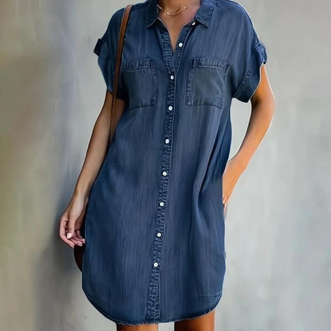 Kurzärmeliges Denim-Kleid