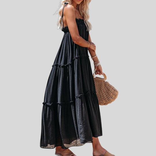 Heidi-Mode | Gestufte Maxi-Kleid mit Verstellbaren Bindebändern