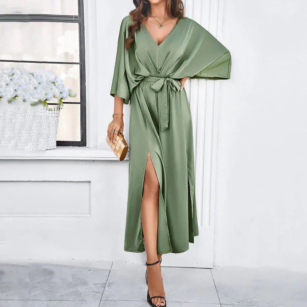 elegante maxi-jurk met hoge split
