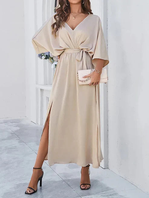 elegante maxi-jurk met hoge split