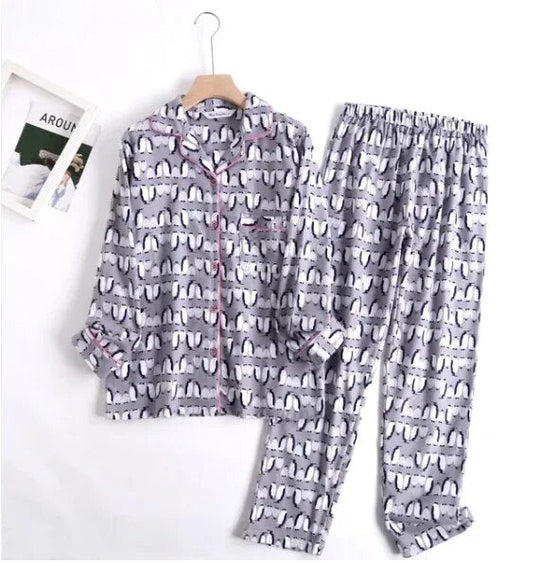 Heidi-Mode | Bequemes Damen Pyjama Satz mit Lebendigen Mustern Zweiteiler