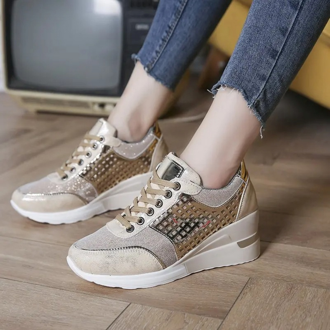 Heidi-Mode | Atmungsaktive Bequeme Schuhe mit Keilabsatz