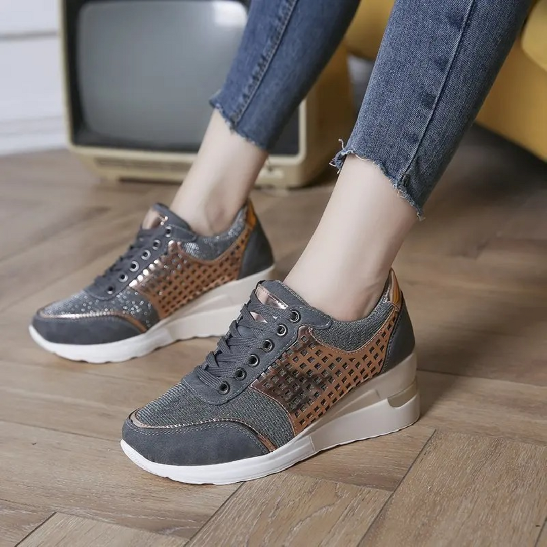 Heidi-Mode | Atmungsaktive Bequeme Schuhe mit Keilabsatz
