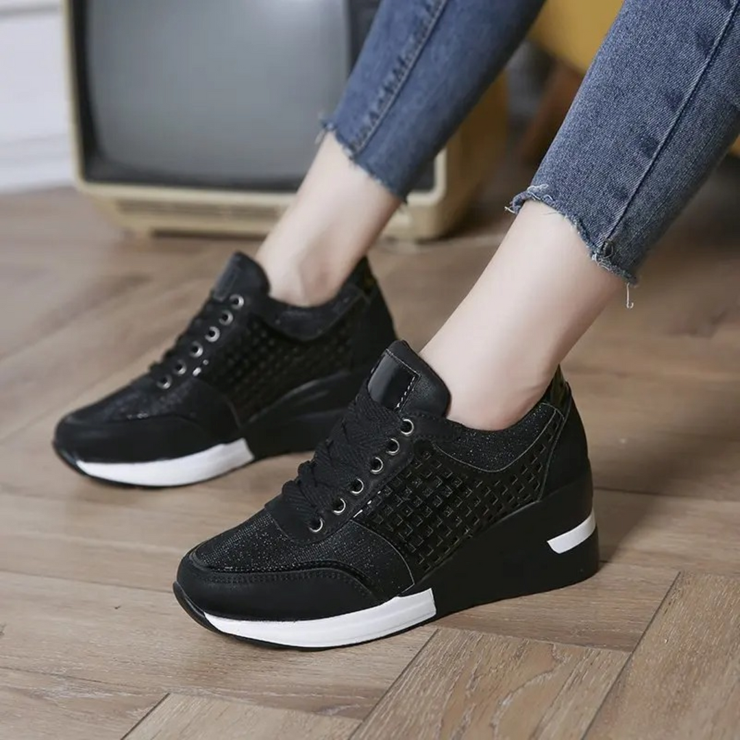 Heidi-Mode | Atmungsaktive Bequeme Schuhe mit Keilabsatz