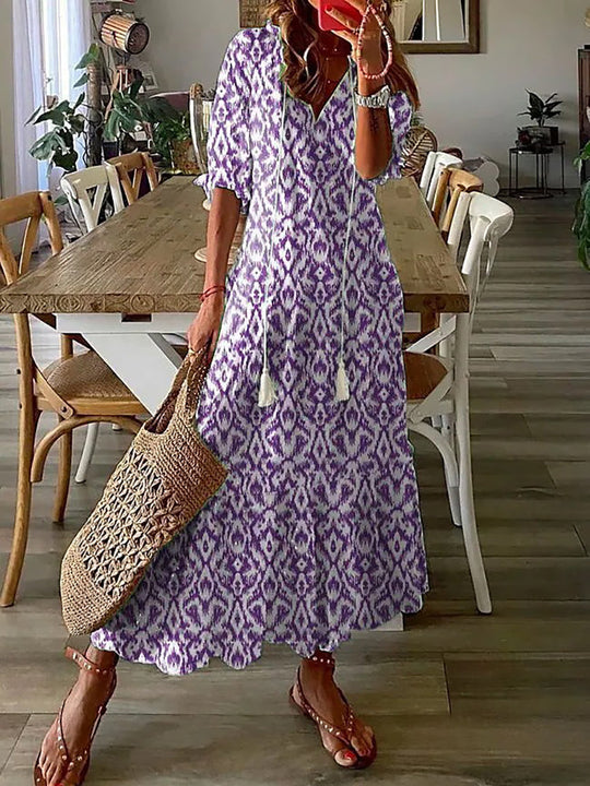 Luftiges Langarm-Sommerkleid Damenstil 2024