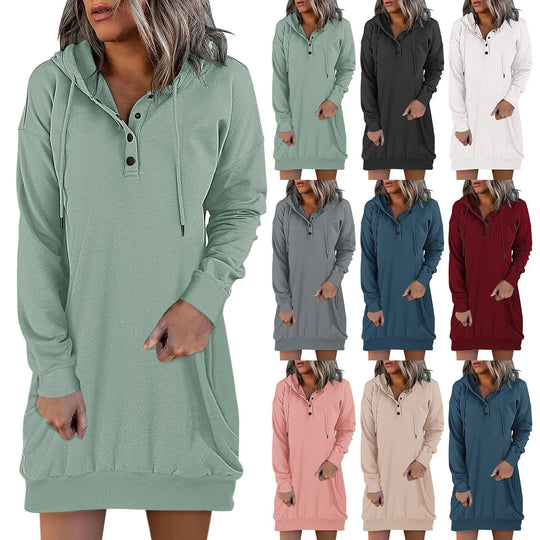 Damen Kapuzenpullover Kleid