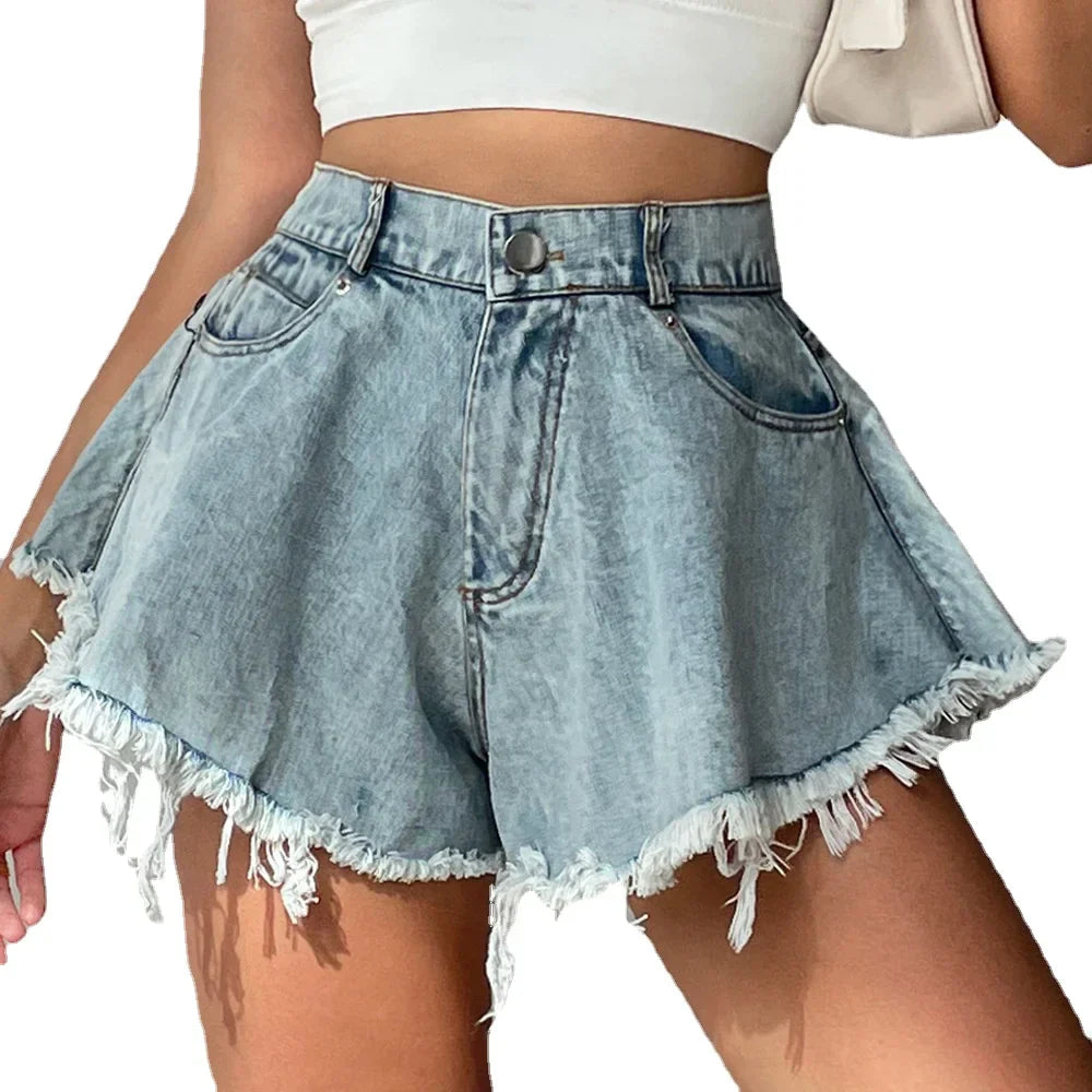 Heidi-Mode | Jeansshorts mit Distressed-Saum für Damen