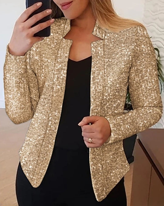 Heidi-Mode | Langärmeliger Paillettenblazer-Mantel