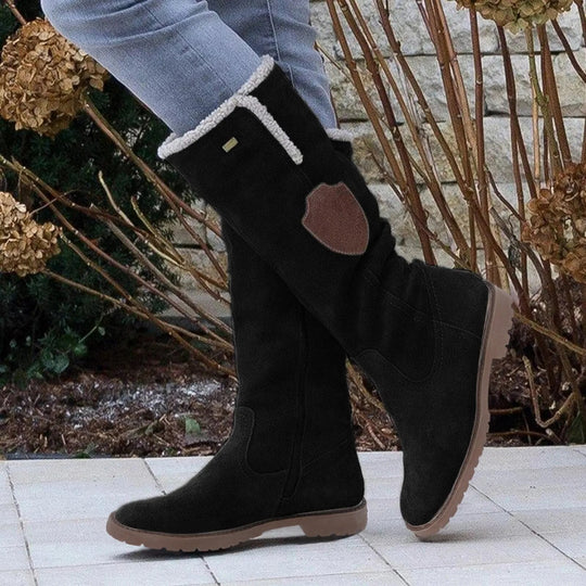 Heidi-Mode | Mid Calf Stiefel Wildlederähnliche Textur Weiches Futter Seitlicher Reißverschluss Profilsohle