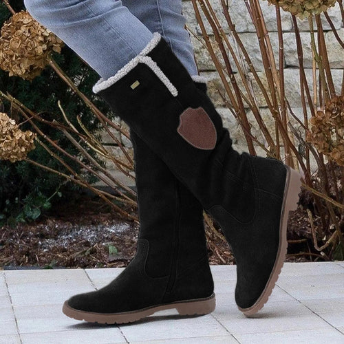 Heidi-Mode | Mid Calf Stiefel Wildlederähnliche Textur Weiches Futter Seitlicher Reißverschluss Profilsohle