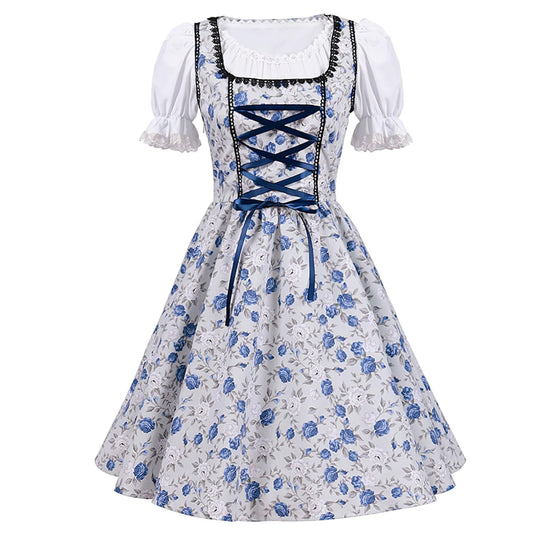 Heidi-Mode - Verzaubernd Blau Dirndl Kleid für Oktoberfest