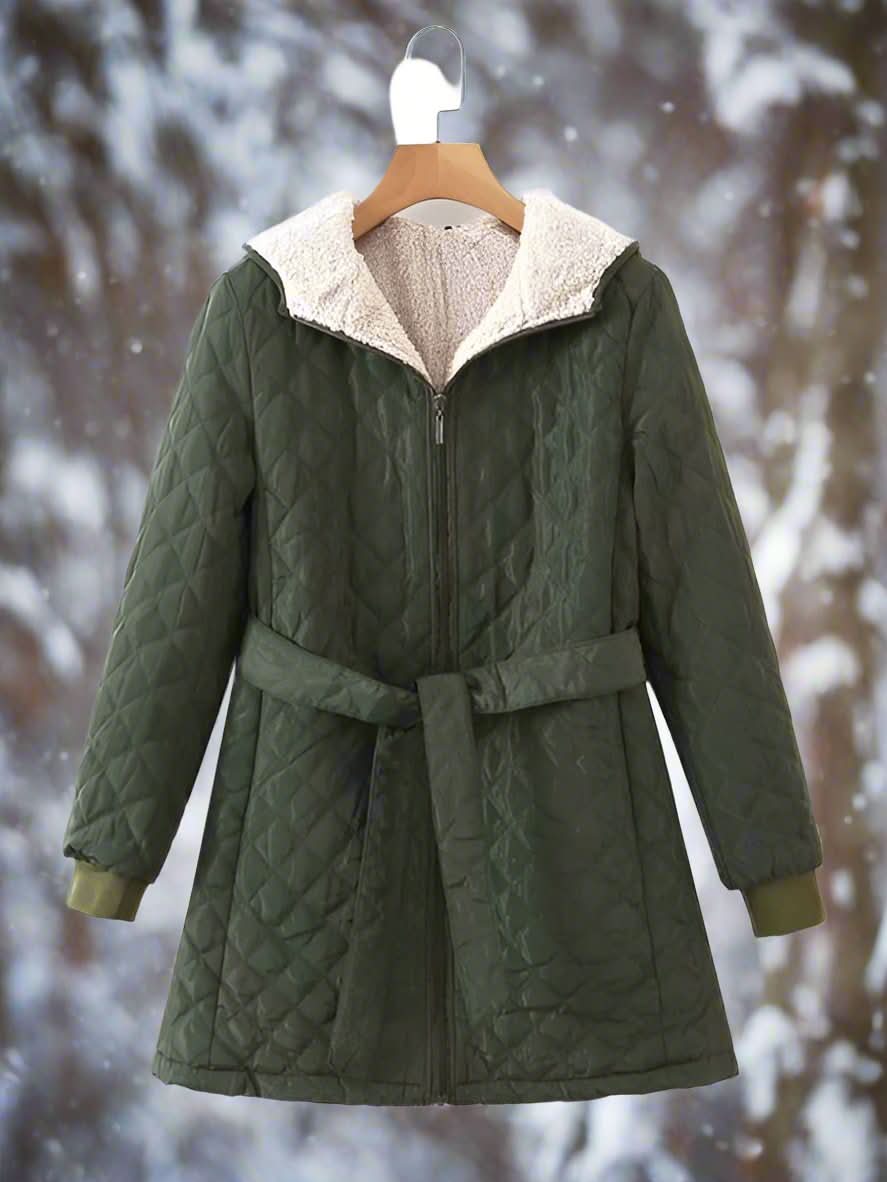 Heidi-Mode | Steppjacke mit Kapuze und Gürtel für Damen