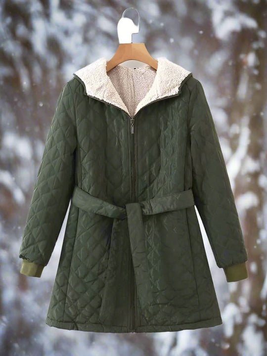 Heidi-Mode | Steppjacke mit Kapuze und Gürtel für Damen