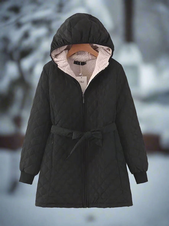 Heidi-Mode | Steppjacke mit Kapuze und Gürtel für Damen