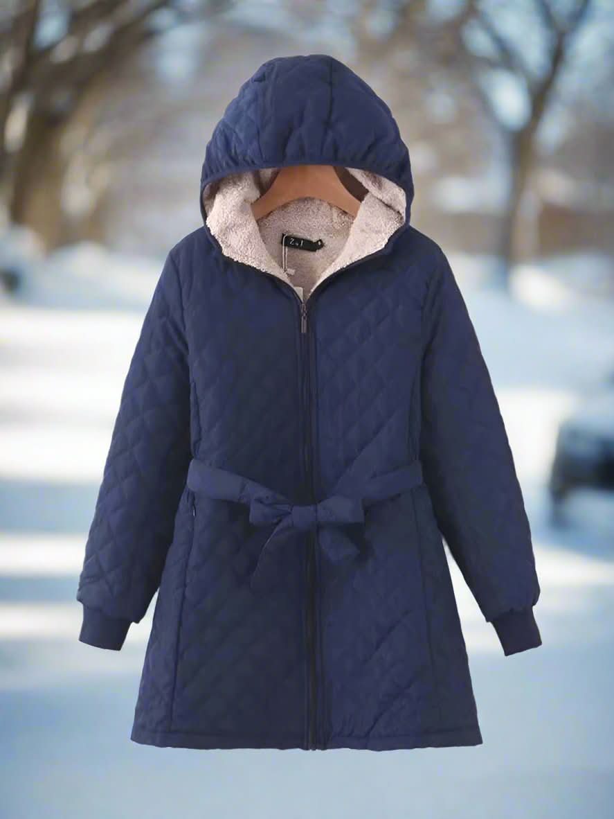 Heidi-Mode | Steppjacke mit Kapuze und Gürtel für Damen